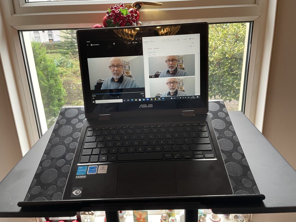 laptop on standing desk